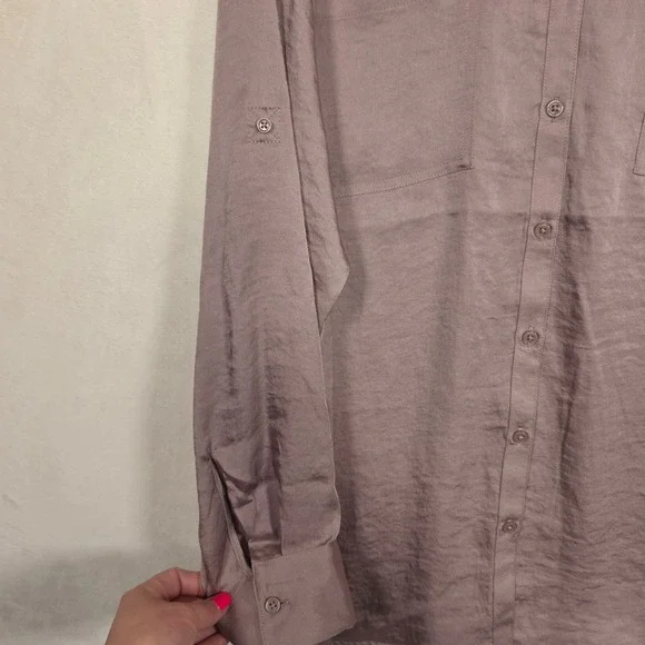 Maurices Button Down Shirt Womens 2X Mauve Satin Minimalist Office Professional - Picture 10 of 14